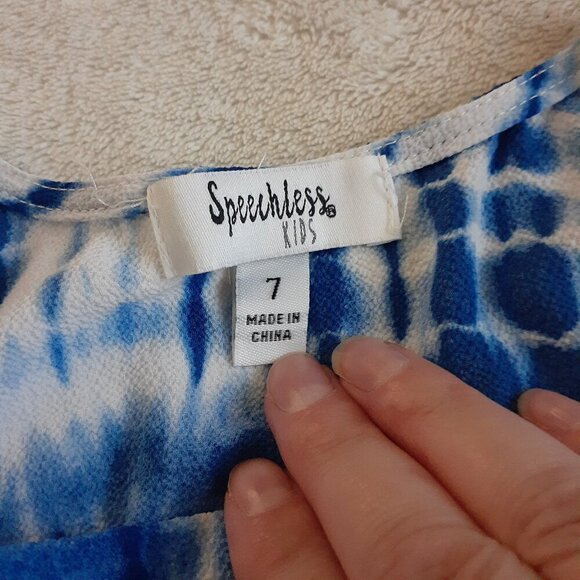 Speechless Kids Girl's Size 7 Blue White Tie Dye Shirt Skort Two Piece Boho Set - Picture 5 of 14